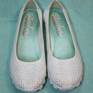 Skechers Silver Weaved Slip On Sneakers Sz 8.5